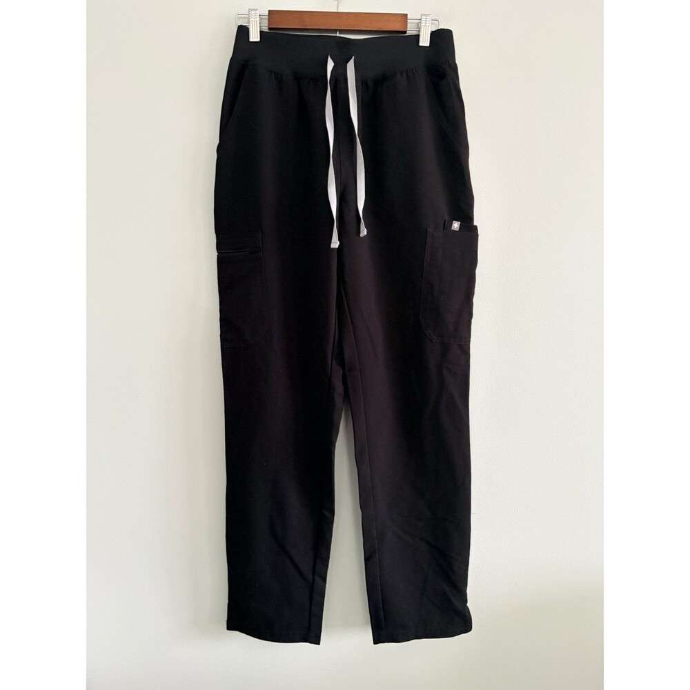 Figs Womens High Rise Straight Leg Scrub Pant Black Medium Technical Collection